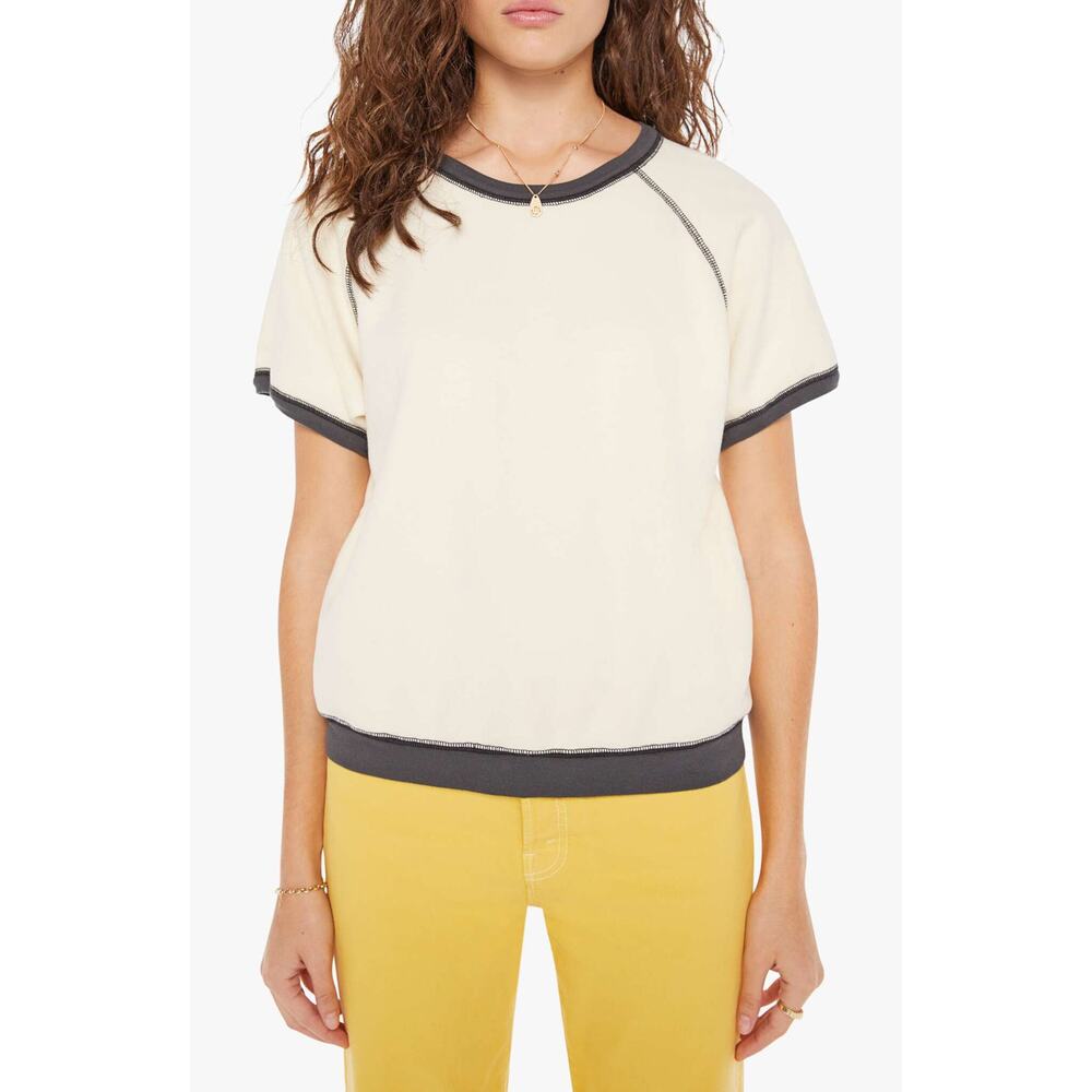 MOTHER Cream and Black Raglan Top
